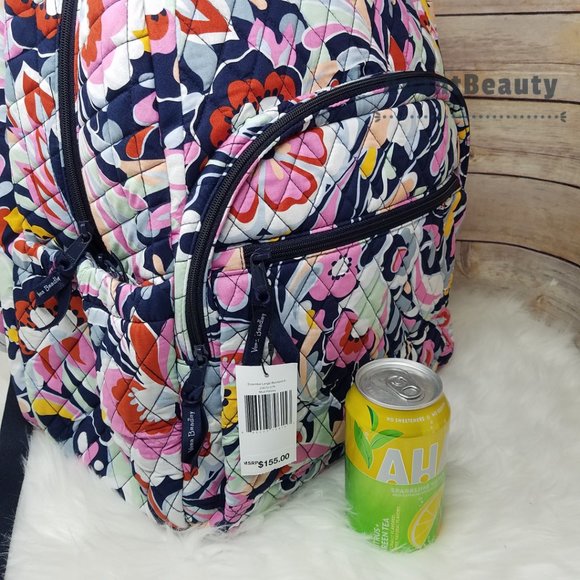 Vera Bradley large Essential Backpack Mod Paisley Pink Black White Cotton New main image 9